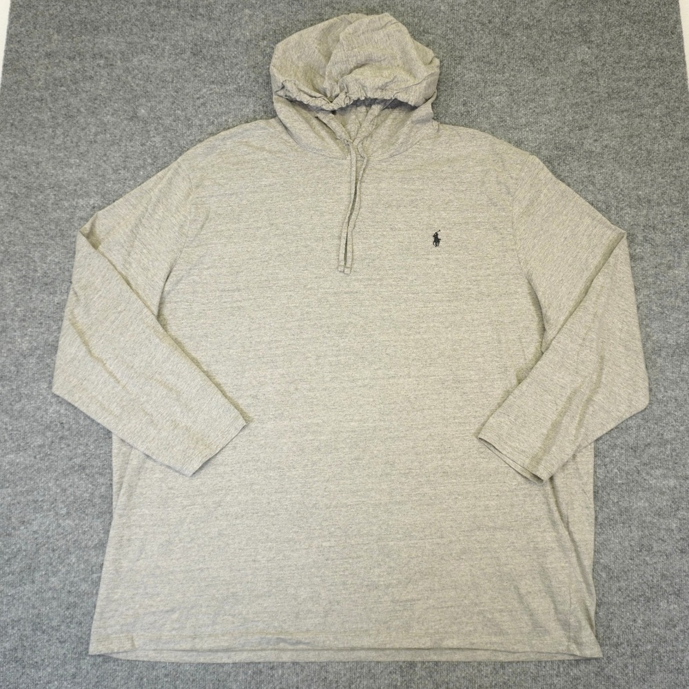Polo Ralph Lauren Hoodie Mens 5XB Gray Pullover Lightweight Pony Sweater - Picture 2 of 9